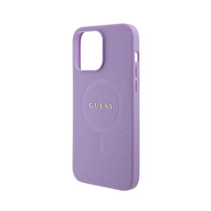 Guess Saffiano MagSafe – iPhone 15 Pro Max dėklas (violetinis)