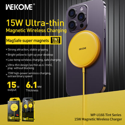 WEKOME WP-U166 Tint Series – 15W MagSafe indukcinis įkroviklis (geltonas)
