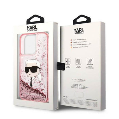 Karl Lagerfeld Liquid Glitter NFT Karl's Head – dėklas iPhone 14 Pro Max (rožinis)