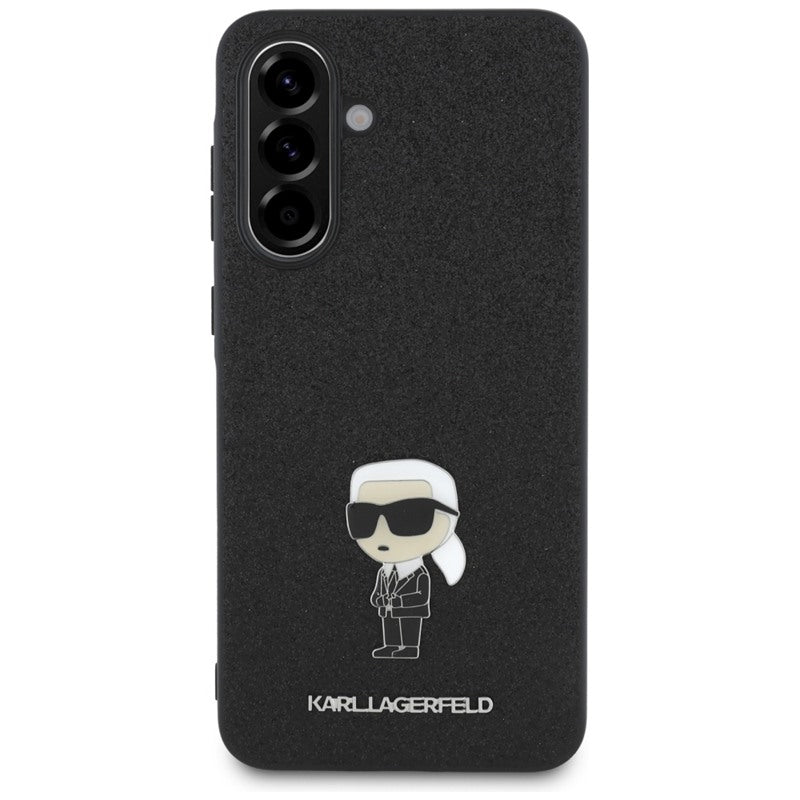 Karl Lagerfeld Fixed Glitter Ikonik Logo Metal Pin – dėklas Samsung Galaxy A36 5G (juodas)