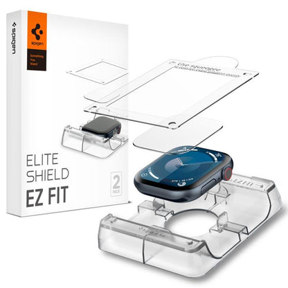 Spigen Elite Shield EZ Fit (2 vnt.) – hibridinio stiklo apsauga, skirta „Apple Watch 10“, 42 mm (skaidrus)