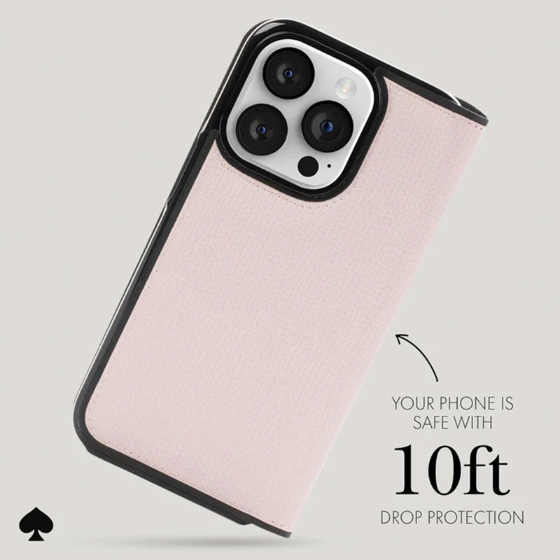 Kate Spade New York Wrap Folio dėklas – odinis atverčiamas dėklas iPhone 15 Pro Max (Pale Vellum)