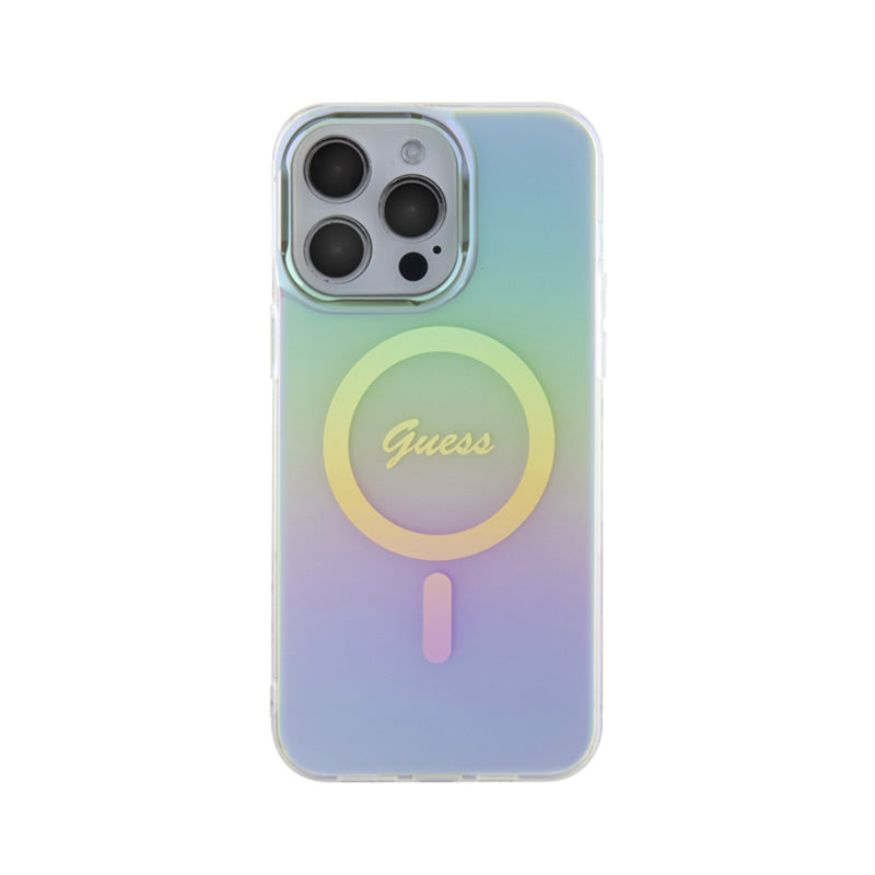 Guess IML Iridescent MagSafe - „iPhone 15 Pro“ dėklas (turkio spalvos)
