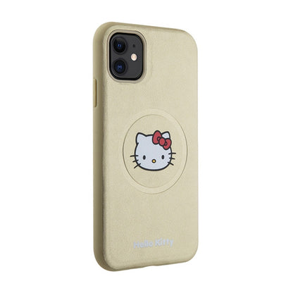 „Hello Kitty“ odinė „Kitty“ galvutės „MagSafe“ – „iPhone 11“ dėklas (aukso spalvos)