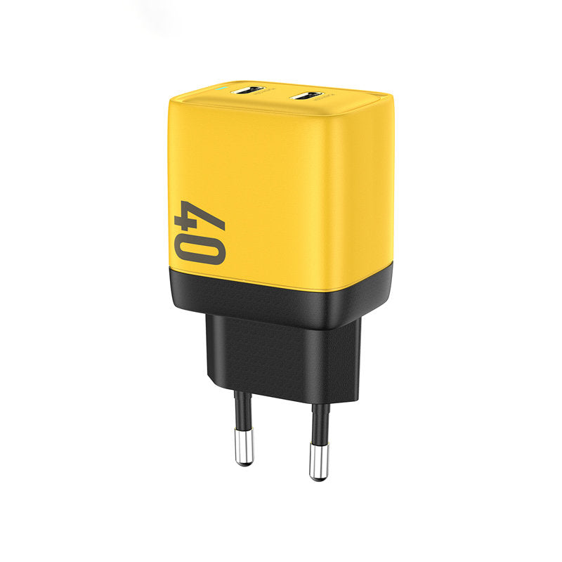 WEKOME WP-U128 – 2x USB-C „Super Fast Charge GaN“ 40W tinklo įkroviklis (geltonas)