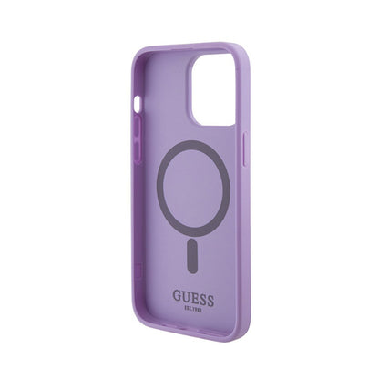 Guess Saffiano MagSafe – iPhone 15 Pro Max dėklas (violetinis)