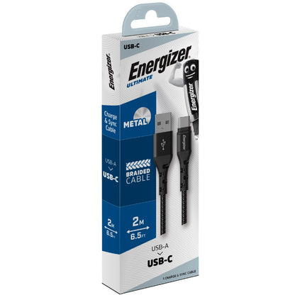 Energizer Ultimate – USB-A į USB-C jungiamasis laidas 2m (juodas)