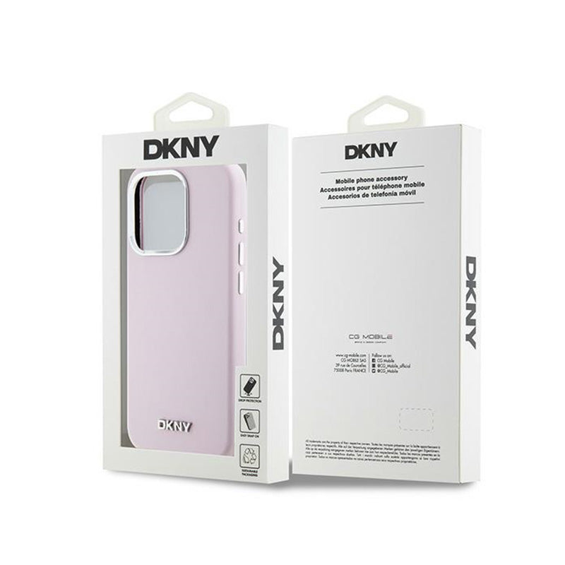 DKNY Liquid Silicone Small Metal Logo MagSafe - dėklas iPhone 14 Pro (rožinis)