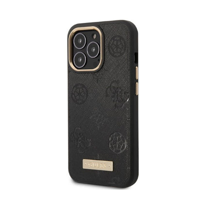 Guess Peony Logo Plate MagSafe - dėklas iPhone 13 Pro (juodas)
