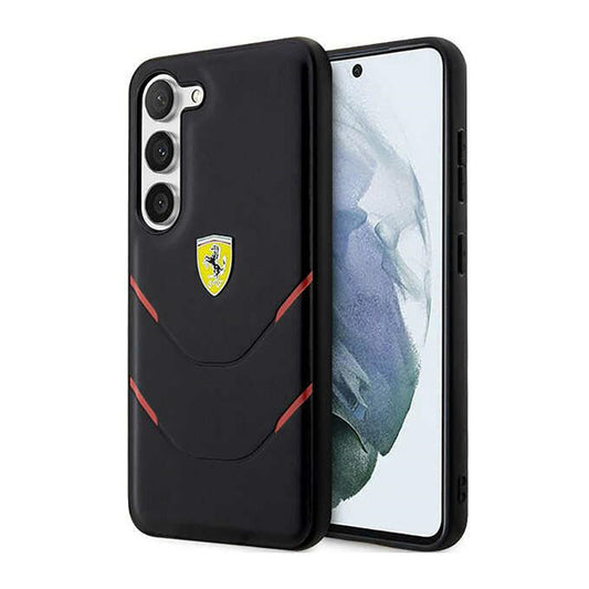 Ferrari Hot Stamp Lines – dėklas, skirtas Samsung Galaxy S23+ (juodas)