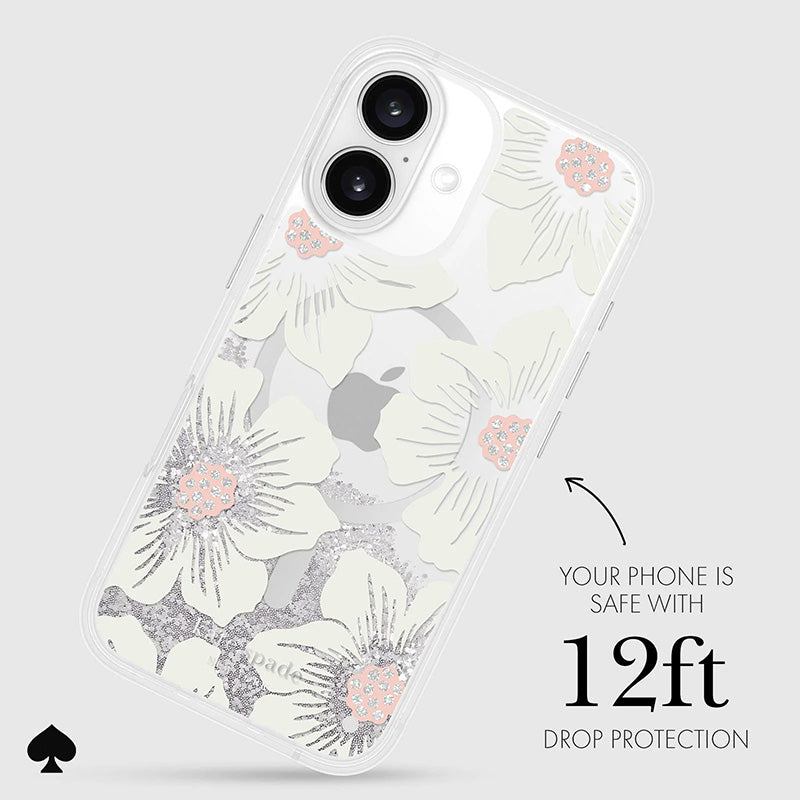 Kate Spade New York Liquid Glitter MagSafe - Dėklas, skirtas iPhone 16 (Hollyhock Floral)