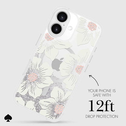 Kate Spade New York Liquid Glitter MagSafe - Dėklas, skirtas iPhone 16 (Hollyhock Floral)