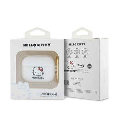 Hello Kitty silikoninis 3D „Kitty“ galvos dėklas, skirtas „AirPods Pro“ (baltas)
