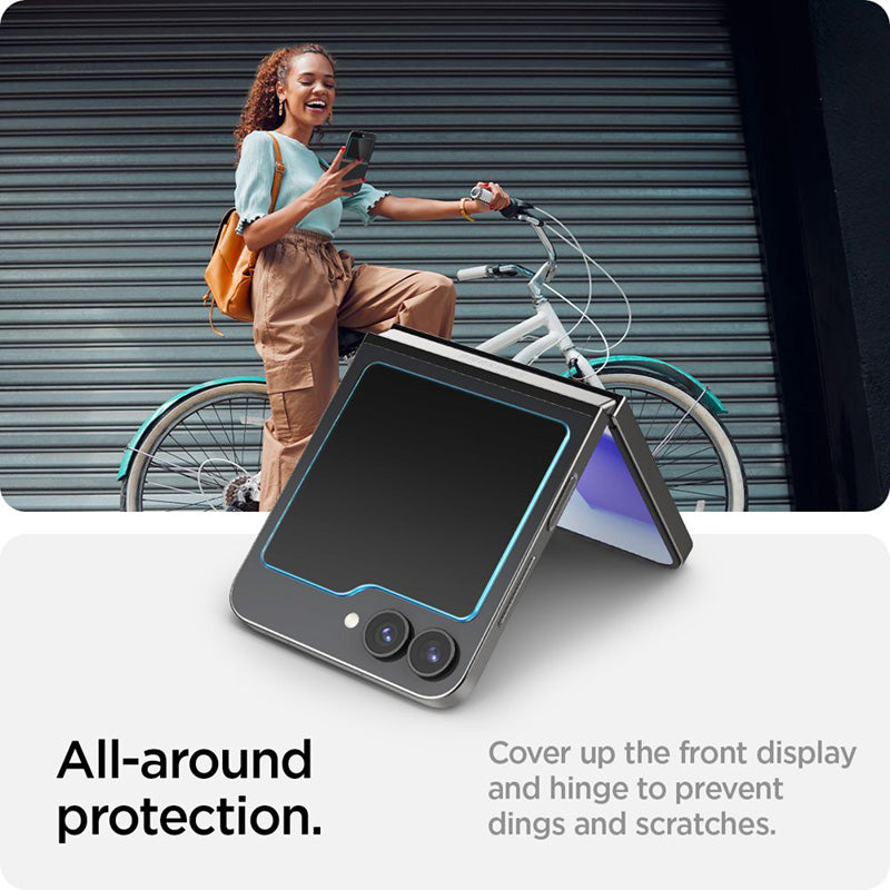 Spigen Glas.TR EZ Fit 2-Pack - Apsauginis grūdintas stiklas, skirtas Samsung Galaxy Z Flip 6 / 7 FE (2 vnt.)