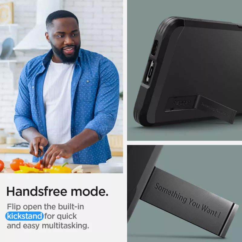 Spigen Tough Armor – dėklas, skirtas „Samsung Galaxy S23“ (juoda)