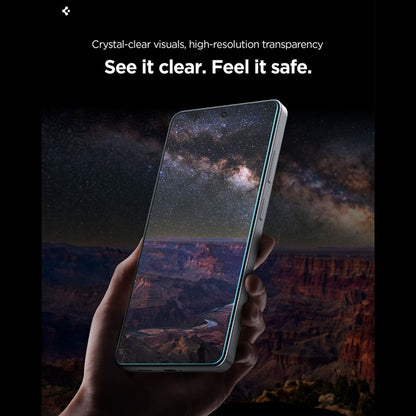 Spigen GLAS.TR EZ Fit Pro AC HD rinkinys (2 vnt.) – Grūdintas stiklas, skirtas Samsung Galaxy S26