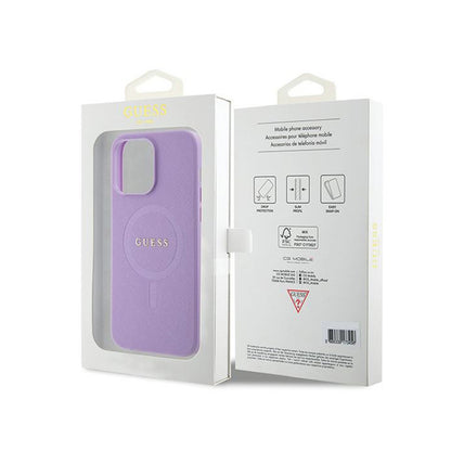 Guess Saffiano MagSafe – iPhone 15 Pro Max dėklas (violetinis)