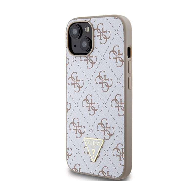 Guess 4G Triangle Metal Logo – Dėklas iPhone 15 (baltas)