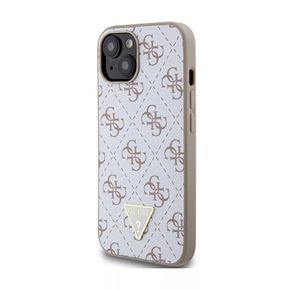 Guess 4G Triangle Metal Logo – Dėklas iPhone 15 (baltas)