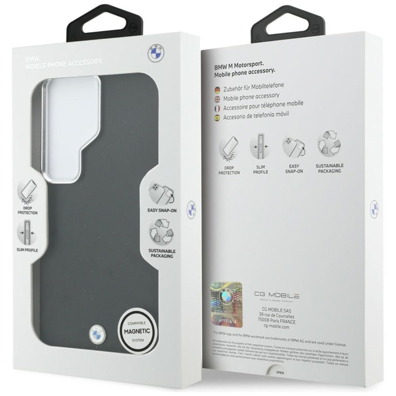 BMW metalinis logotipas MagSafe - Samsung Galaxy S26 Ultra dėklas (juodas)
