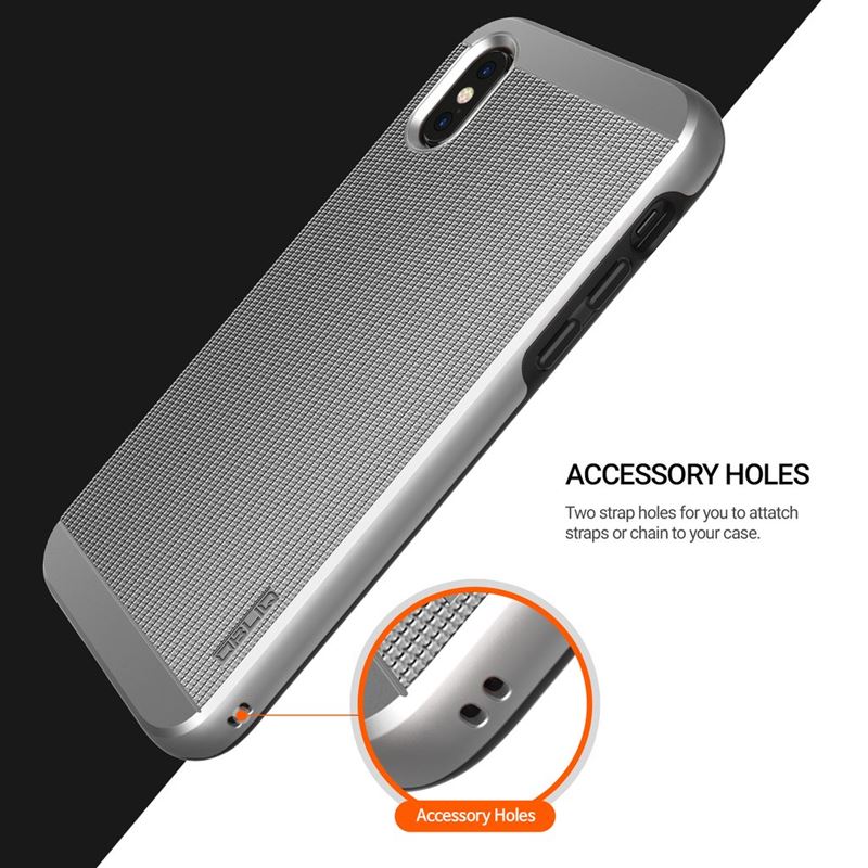 Obliq Slim Meta – dėklas, skirtas iPhone Xs / X (satino sidabro spalva)