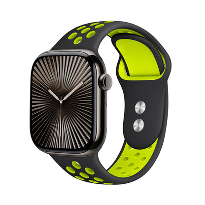 "Crong Duo Sport" - dirželis "Apple Watch" 38/40/41/42 mm (juodas/laimas)