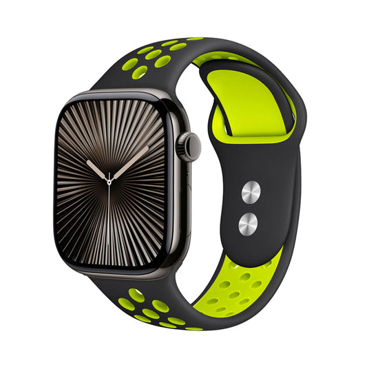 "Crong Duo Sport" - dirželis "Apple Watch" 38/40/41/42 mm (juodas/laimas)