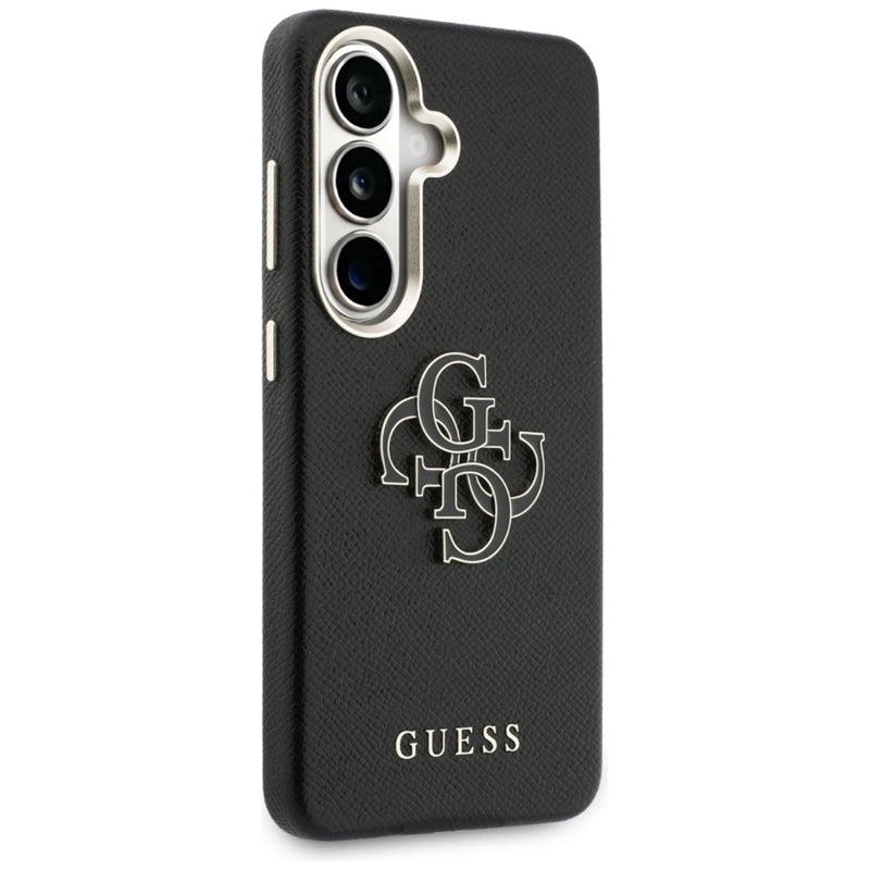 Guess Grained Big 4G Metal Logo dėklas - Samsung Galaxy S26 dėklas (juodas)