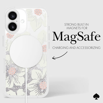 Kate Spade New York Liquid Glitter MagSafe - Dėklas, skirtas iPhone 16 (Hollyhock Floral)