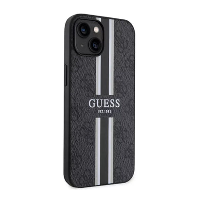 Guess 4G Printed Stripes MagSafe – dėklas iPhone 14 Plus (juodas)