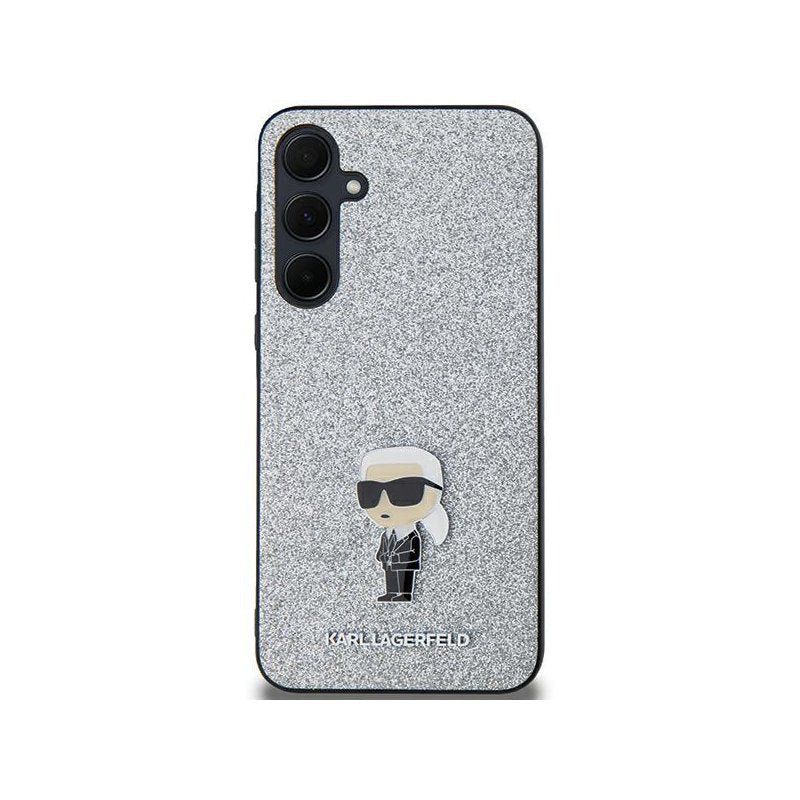 Karl Lagerfeld „Fixed Glitter Ikonik Logo Metal Pin“ – „Samsung Galaxy A35 5G“ dėklas (sidabrinis)