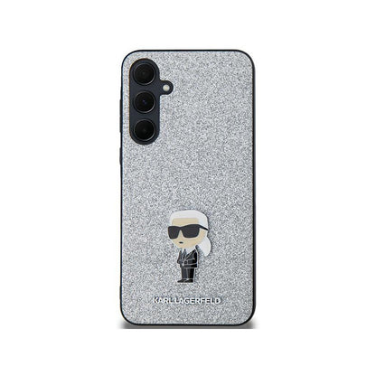 Karl Lagerfeld „Fixed Glitter Ikonik Logo Metal Pin“ – „Samsung Galaxy A35 5G“ dėklas (sidabrinis)