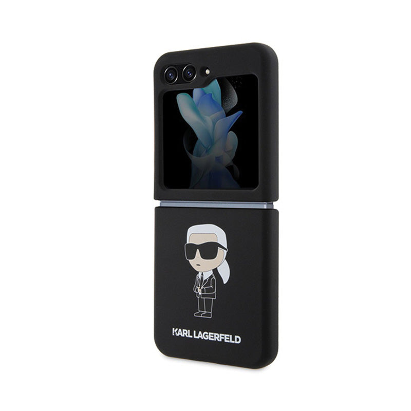 Karl Lagerfeld Ikonik silikoninis dėklas – Samsung Z Flip 5 (juodas)