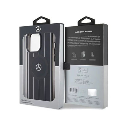 Mercedes Dvigubo Sluoksnio Kryžminių Linijų MagSafe Dėklas – iPhone 15 Pro Max (Juodas)