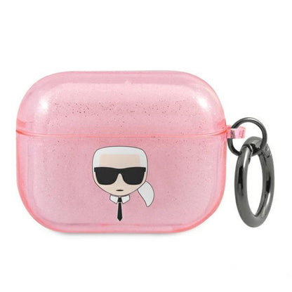 Karl Lagerfeld Karl Galva su blizgučiais – dėklas Airpods Pro (rožinis)