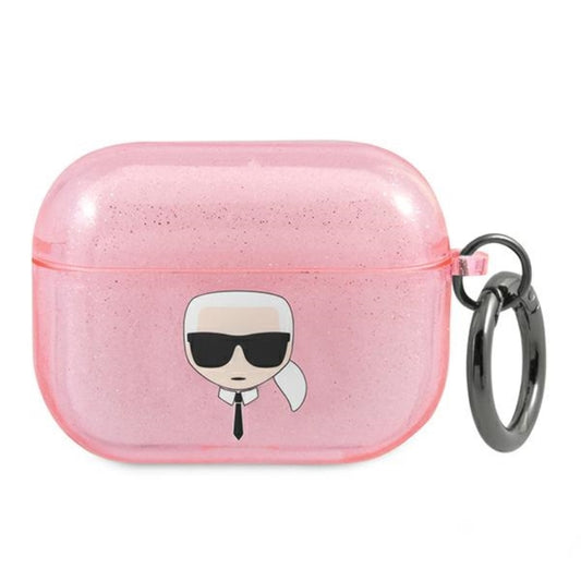 Karl Lagerfeld Karl Galva su blizgučiais – dėklas Airpods Pro (rožinis)