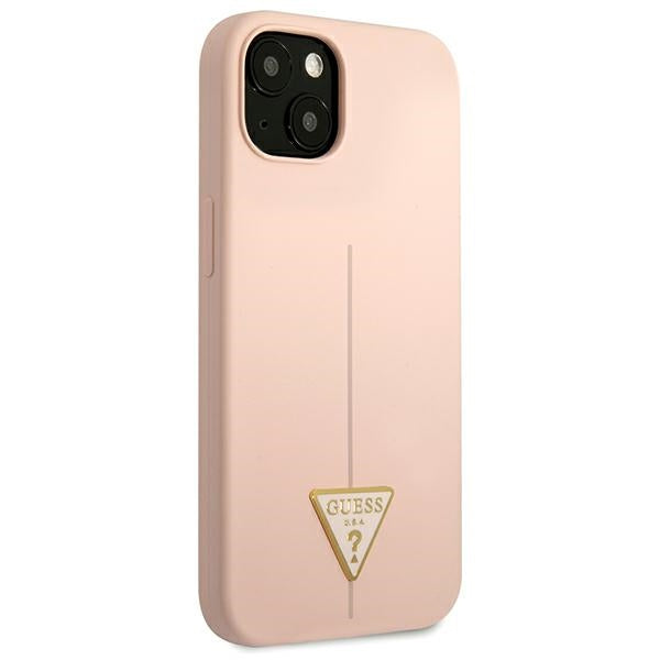 Guess Silicone Triangle Logo – dėklas iPhone 13 (rožinis)