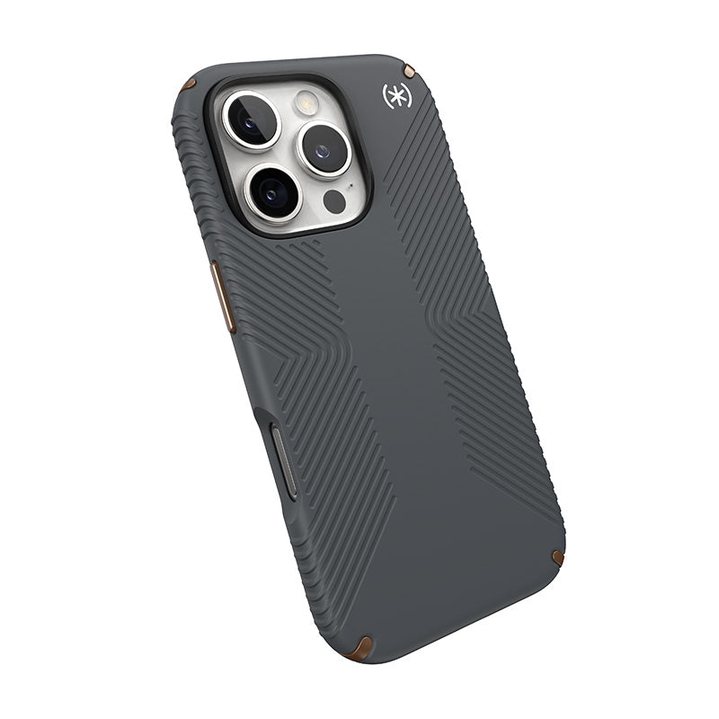 Speck Presidio2 Grip – Dėklas, skirtas „iPhone 16 Pro“ („Charcoal Grey“ / „Cool Bronze“ / „White“)
