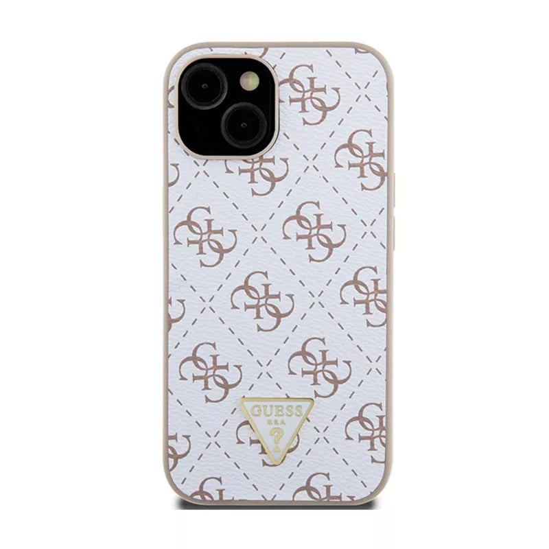 Guess 4G Triangle Metal Logo – Dėklas iPhone 15 (baltas)