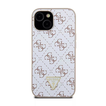 Guess 4G Triangle Metal Logo – Dėklas iPhone 15 (baltas)