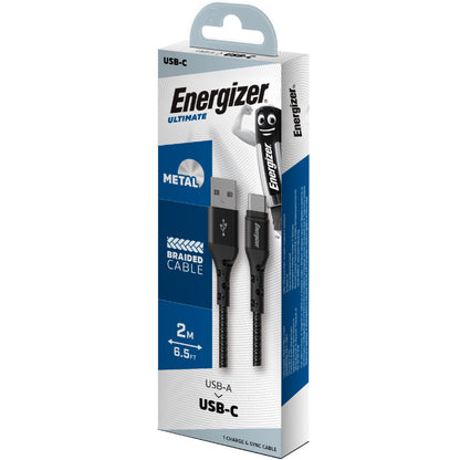 Energizer Ultimate – USB-A į USB-C jungiamasis laidas 2m (juodas)