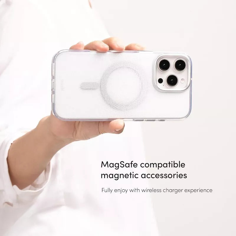 Moshi iGlaze MagSafe – dėklas iPhone 16 Pro (rūko baltumo)
