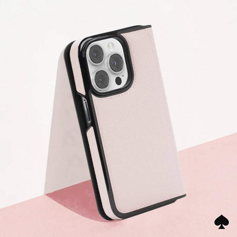 Kate Spade New York Wrap Folio dėklas – odinis atverčiamas dėklas iPhone 15 Pro Max (Pale Vellum)