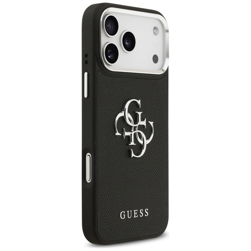 Guess Grained Big 4G Classic Logo dėklas iPhone 17 Pro Max (juodas)