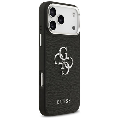 Guess Grained Big 4G Classic Logo dėklas iPhone 17 Pro Max (juodas)