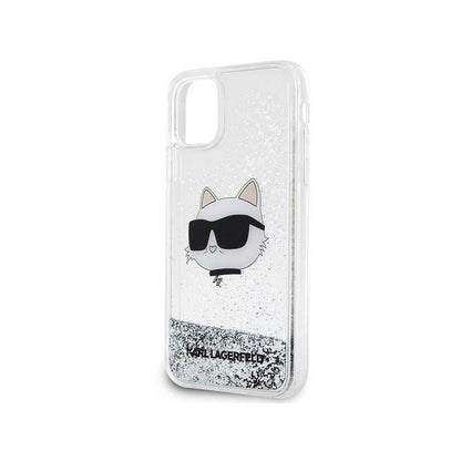 Karl Lagerfeld Liquid Glitter NFT Choupette Head – dėklas iPhone 11 (sidabras)