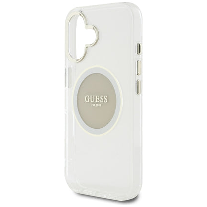 Guess IML Metal Colored Circle Classic Logo MagSafe – dėklas iPhone 16 (pilkas)