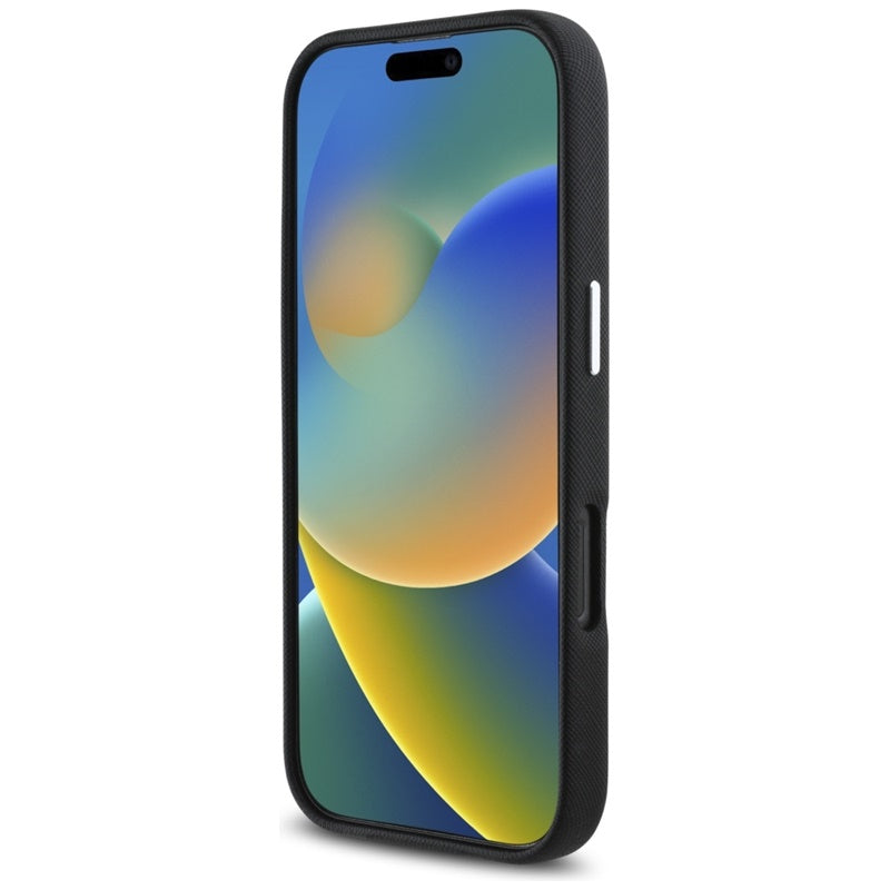 Karl Lagerfeld Saffiano Pilnai Aptrauktas Išilgintas Metalinis Logotipas MagSafe - Dėklas, skirtas iPhone 16 Pro Max (juodas)