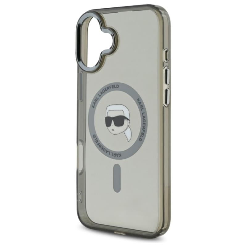 Karl Lagerfeld IML Metal Karl Head MagSafe – dėklas skirtas iPhone 16 Plus (juodas)