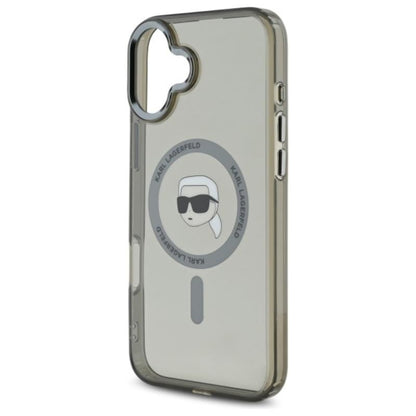 Karl Lagerfeld IML Metal Karl Head MagSafe – dėklas skirtas iPhone 16 Plus (juodas)